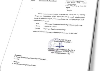 Sekda Buton Surati Semua Pejabat Eselon 2 dan 3 untuk Shalat Idul Fitri di Pasarwajo Bersama Pj Bupati